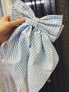 Light Blue Plaid Bow