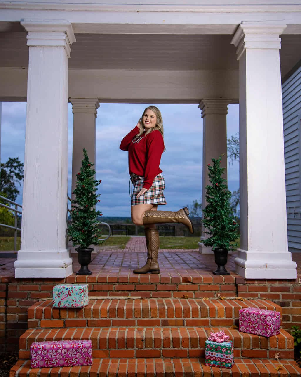 White Christmas Plaid Skort