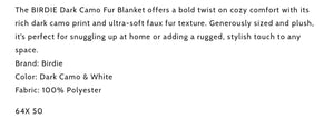 Camo Fur Blanket