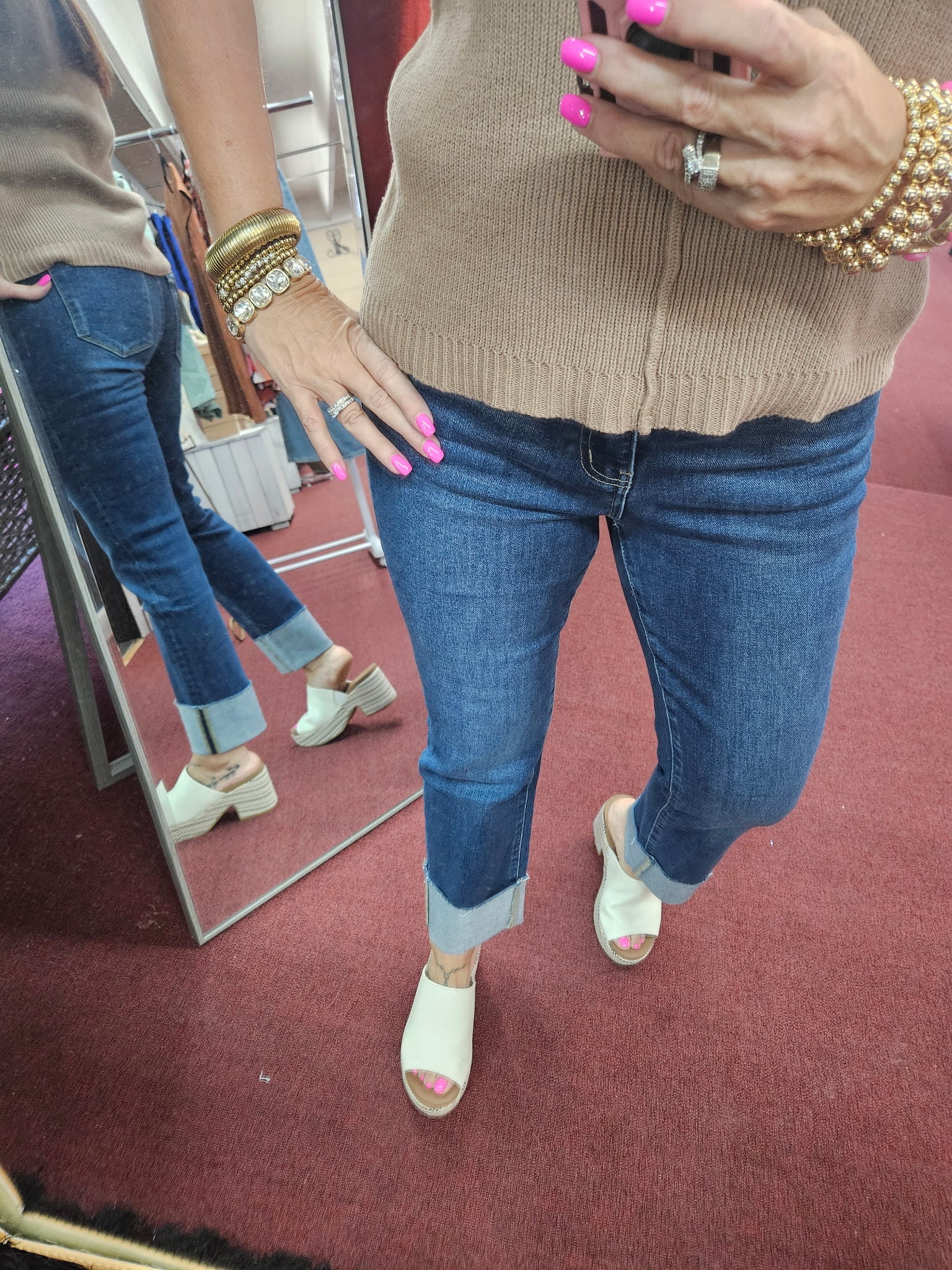 FM Sagacity HR Cuffed Slim Straight Jeans