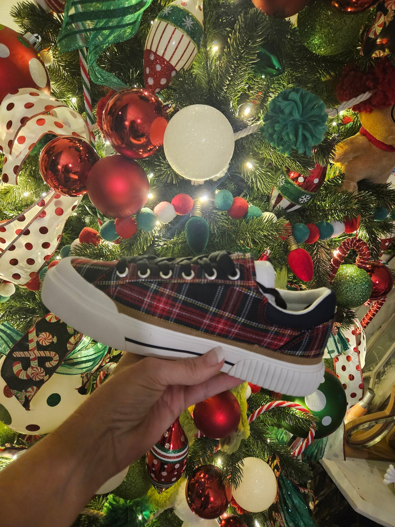 Thats Her Navy Plaid Shoe