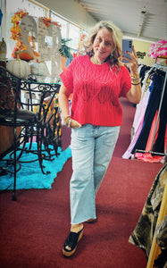Red Nancy Knit Top