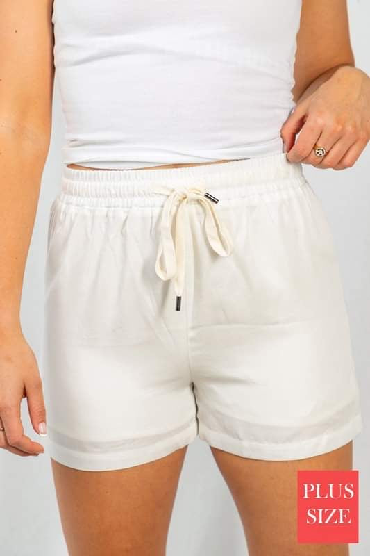 Chambray White Shorts