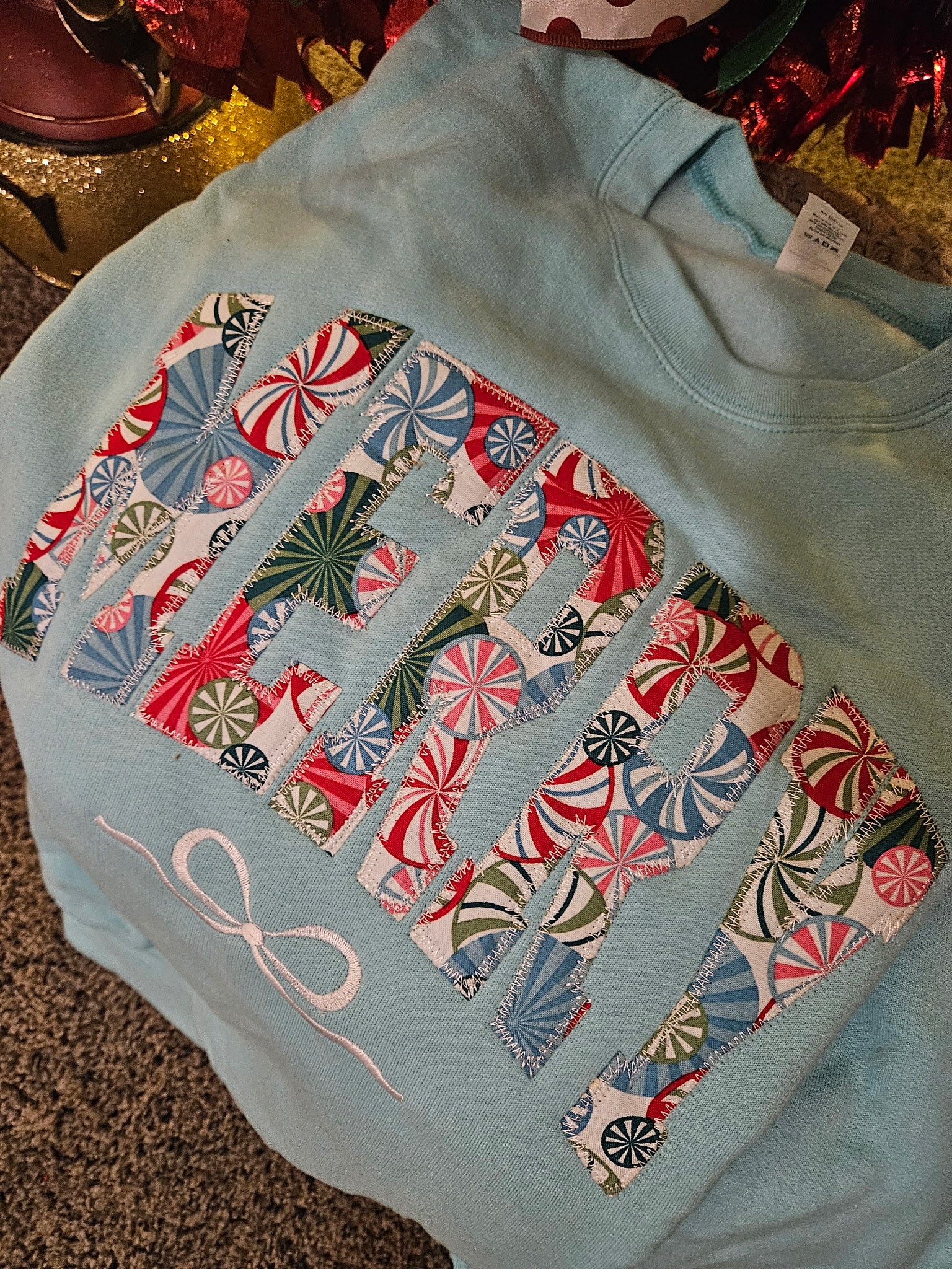 Peppermint Merry With Bow Crew