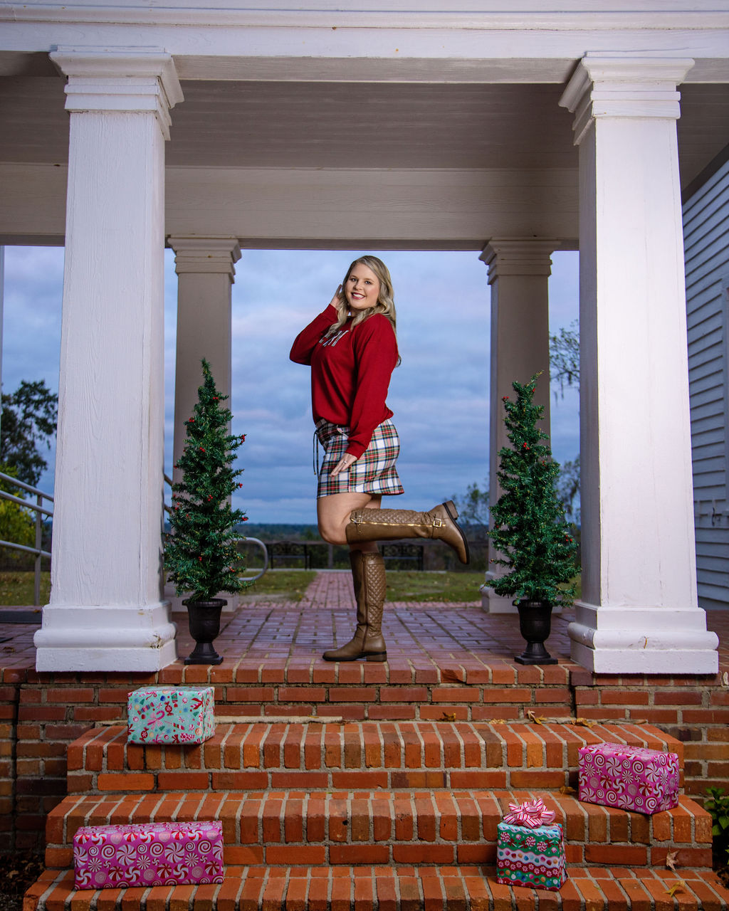 Merry Plaid Patch Top