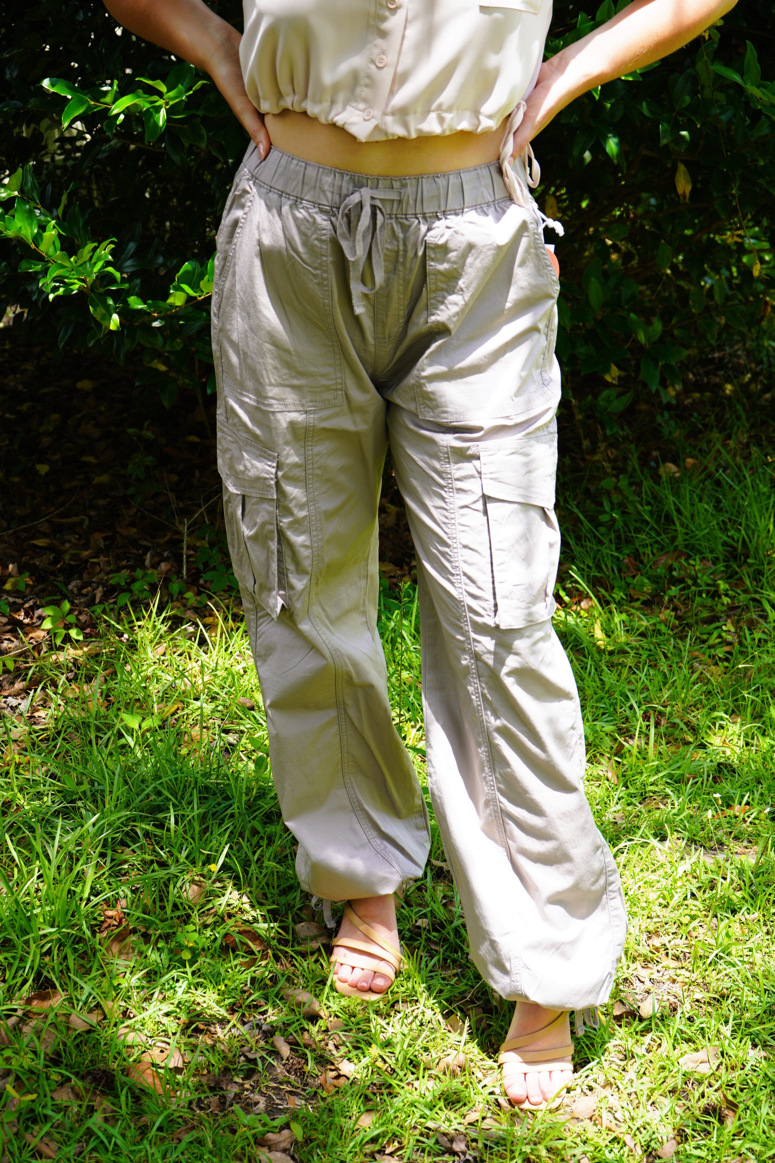 Mid Rise Cargo Silver Clouds Pants