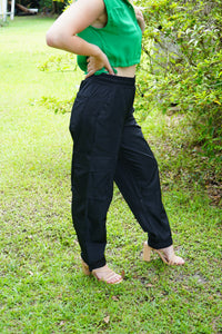 Nylon Black Cargo Pants