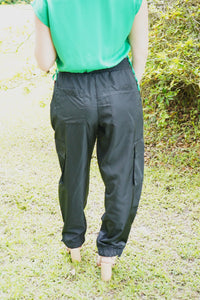 Nylon Black Cargo Pants