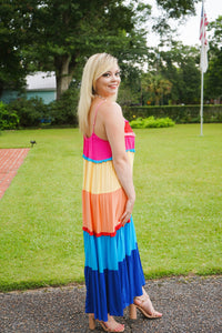 Starburst Color Block Maxi Dress