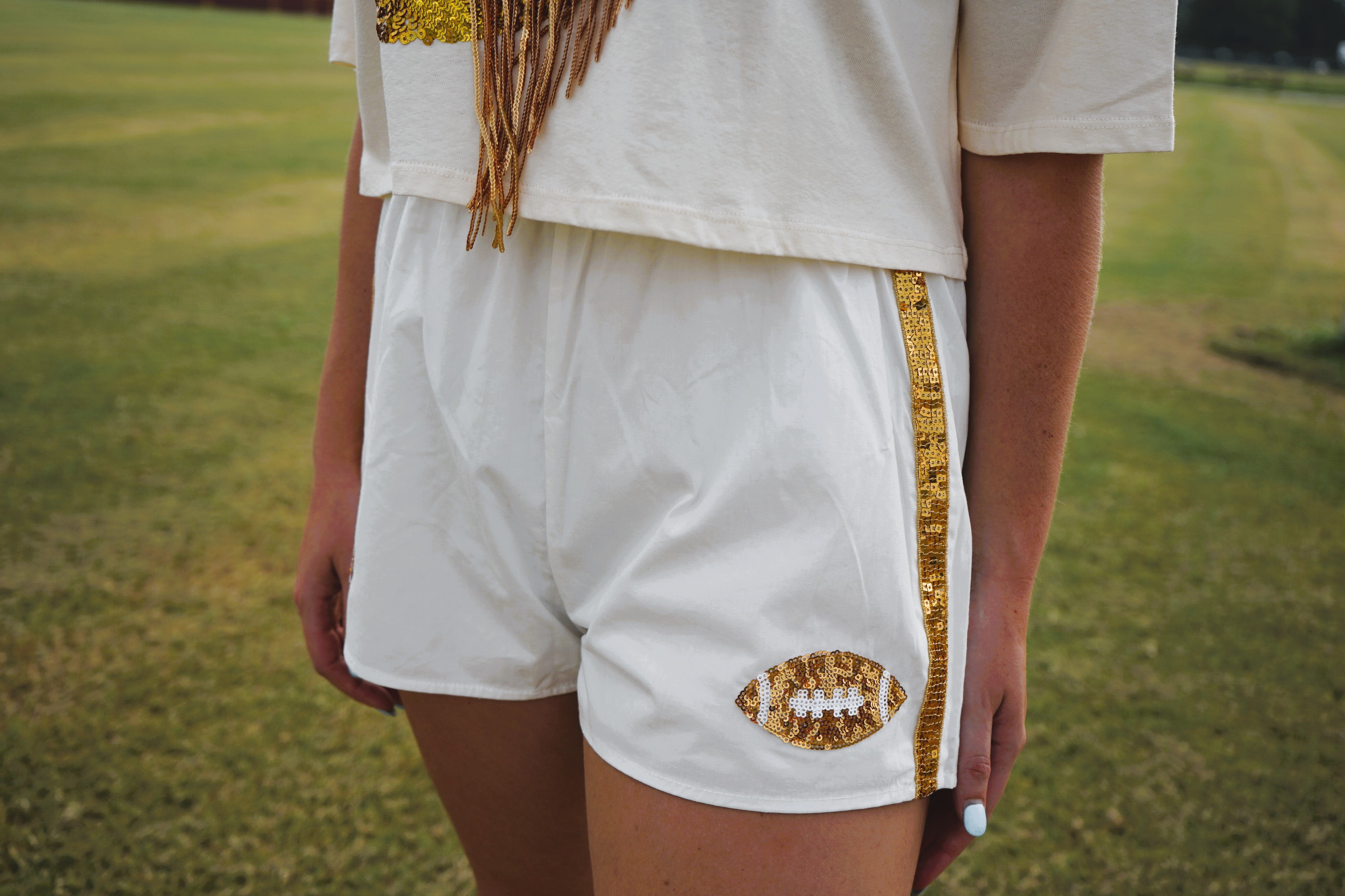 Game Day Football Sequin Shorts