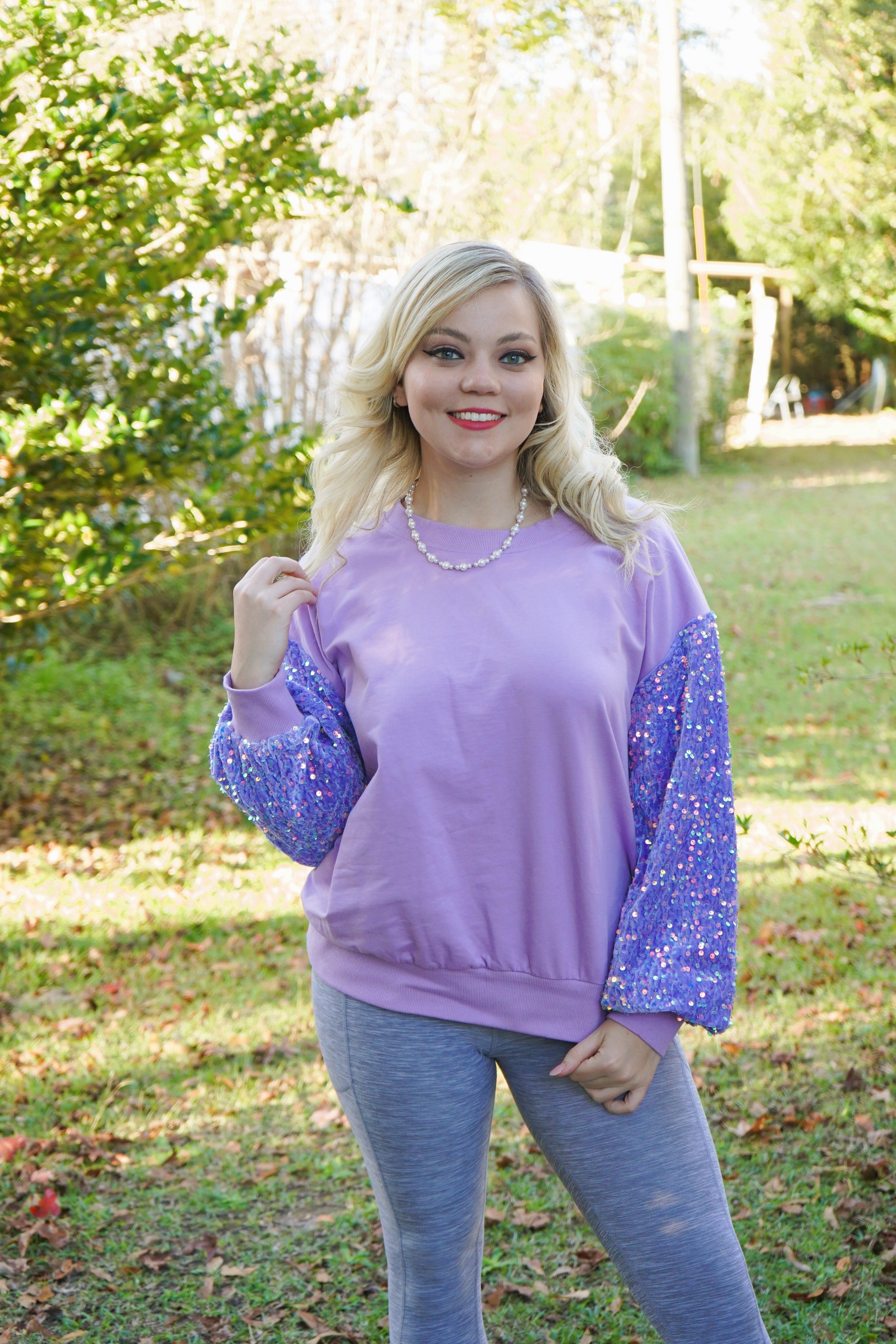 Lindsey Lavender Sequin Top