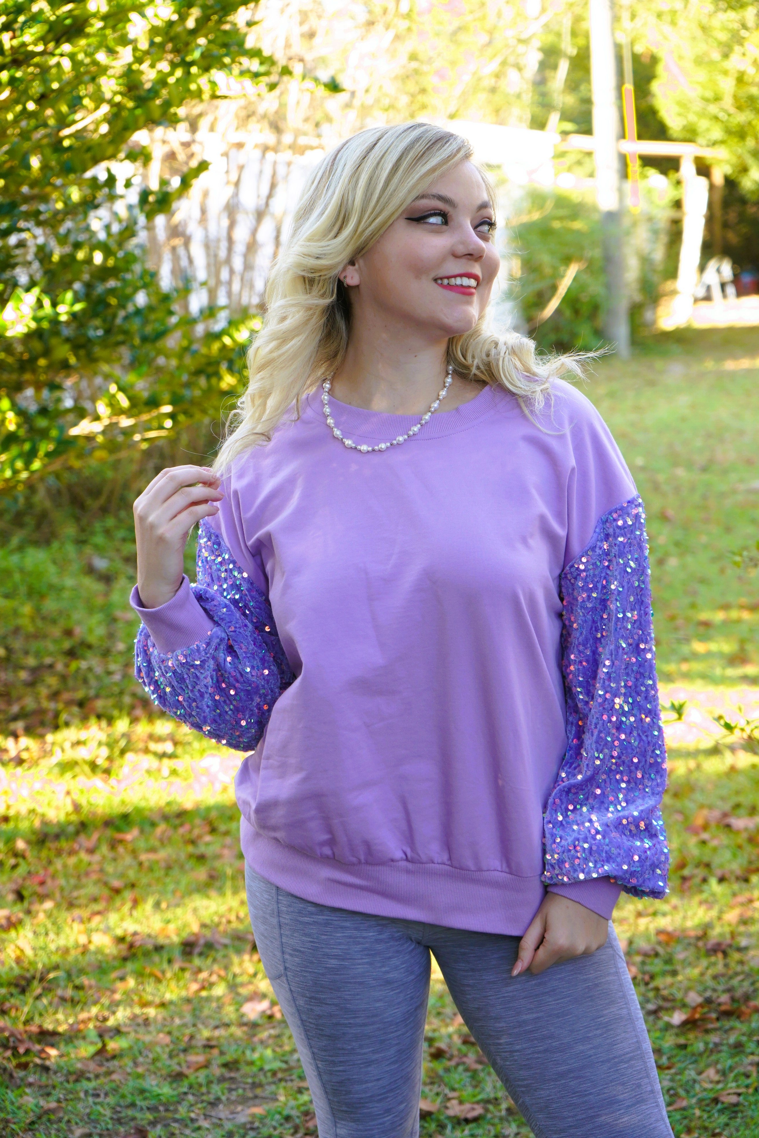 Lindsey Lavender Sequin Top