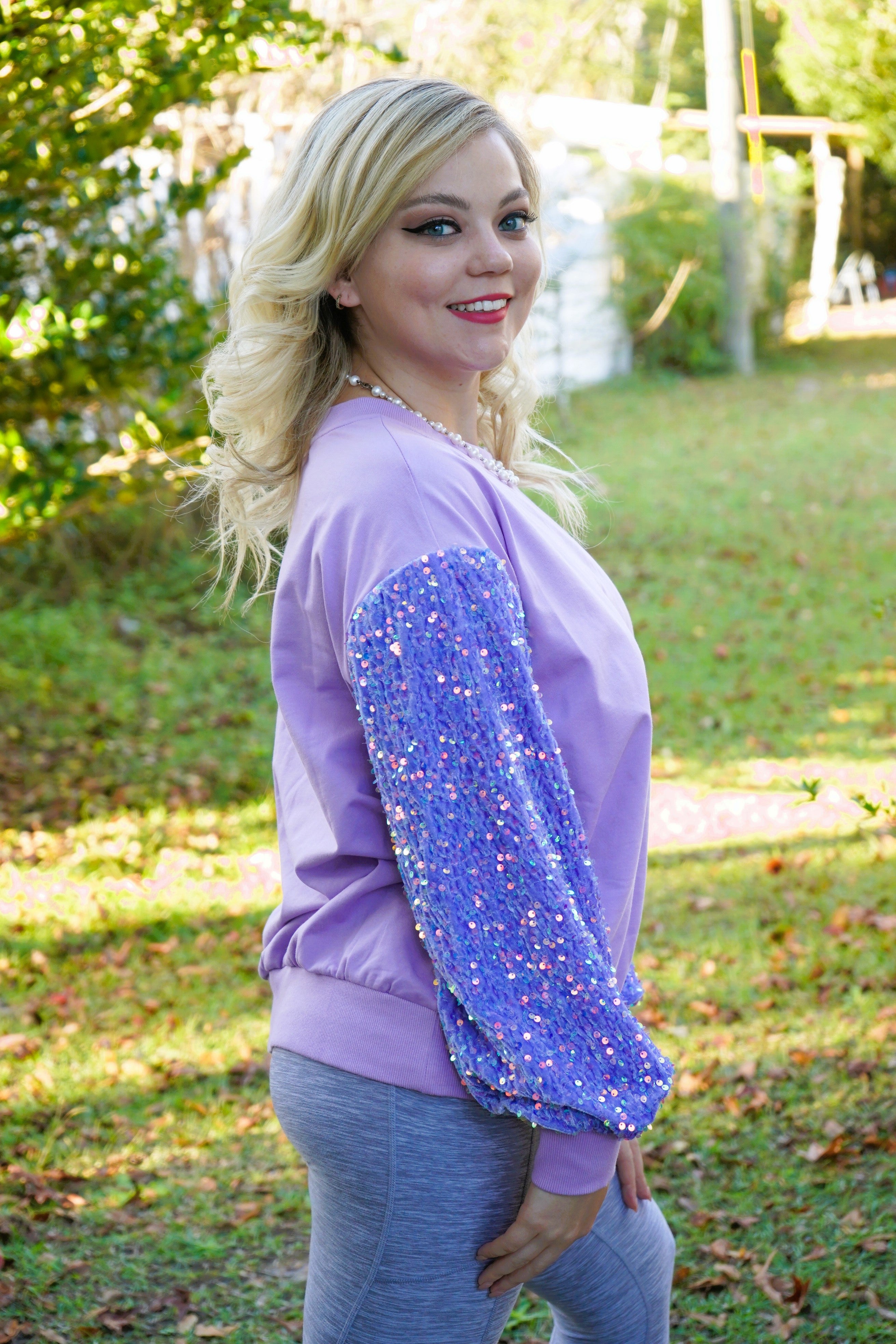 Lindsey Lavender Sequin Top