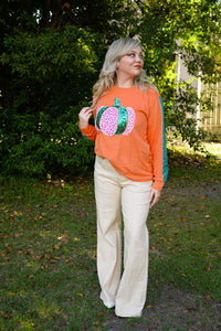 Pumpkin Sequin Orange Long Sleeve