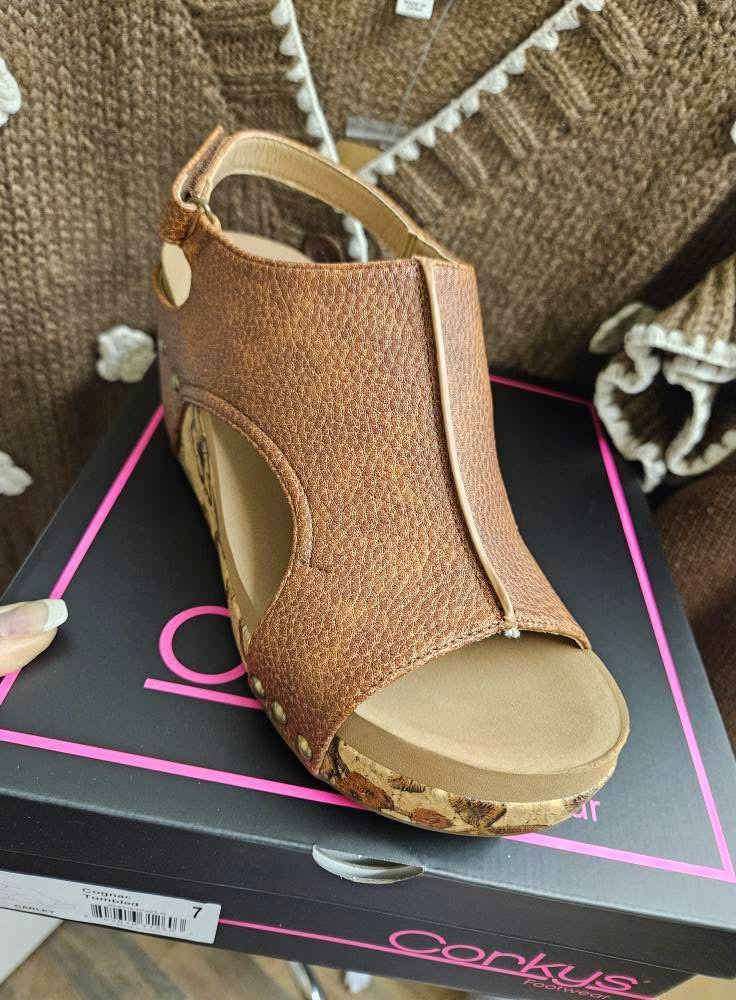 Tumbled Cognac Carley Wedge