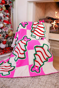 Checkered Bow Christmas Treat Blanket One Size Fit