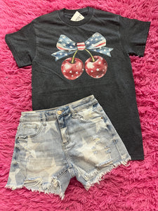 Red and Blue Cherry Bow Tshirt
