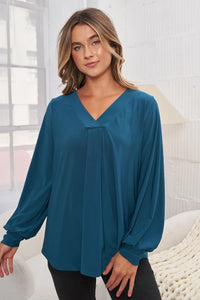 Teal Pleated Top
