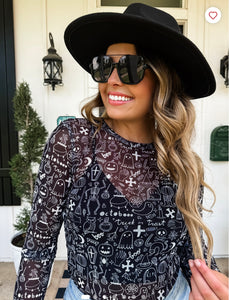 Spooky Halloween Mesh Top
