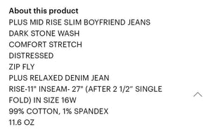 Plus MidRise Boyfriend Jeans