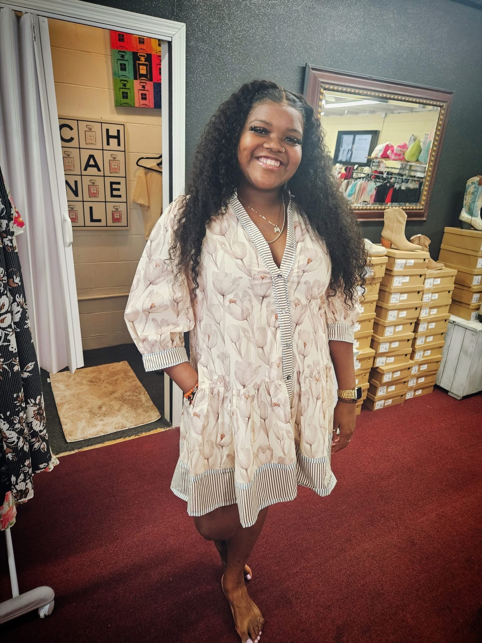 Plus Floral Mini Dress