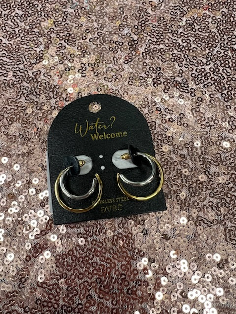 Stainless Steel Two Tone Layered Hoop One Size Fit