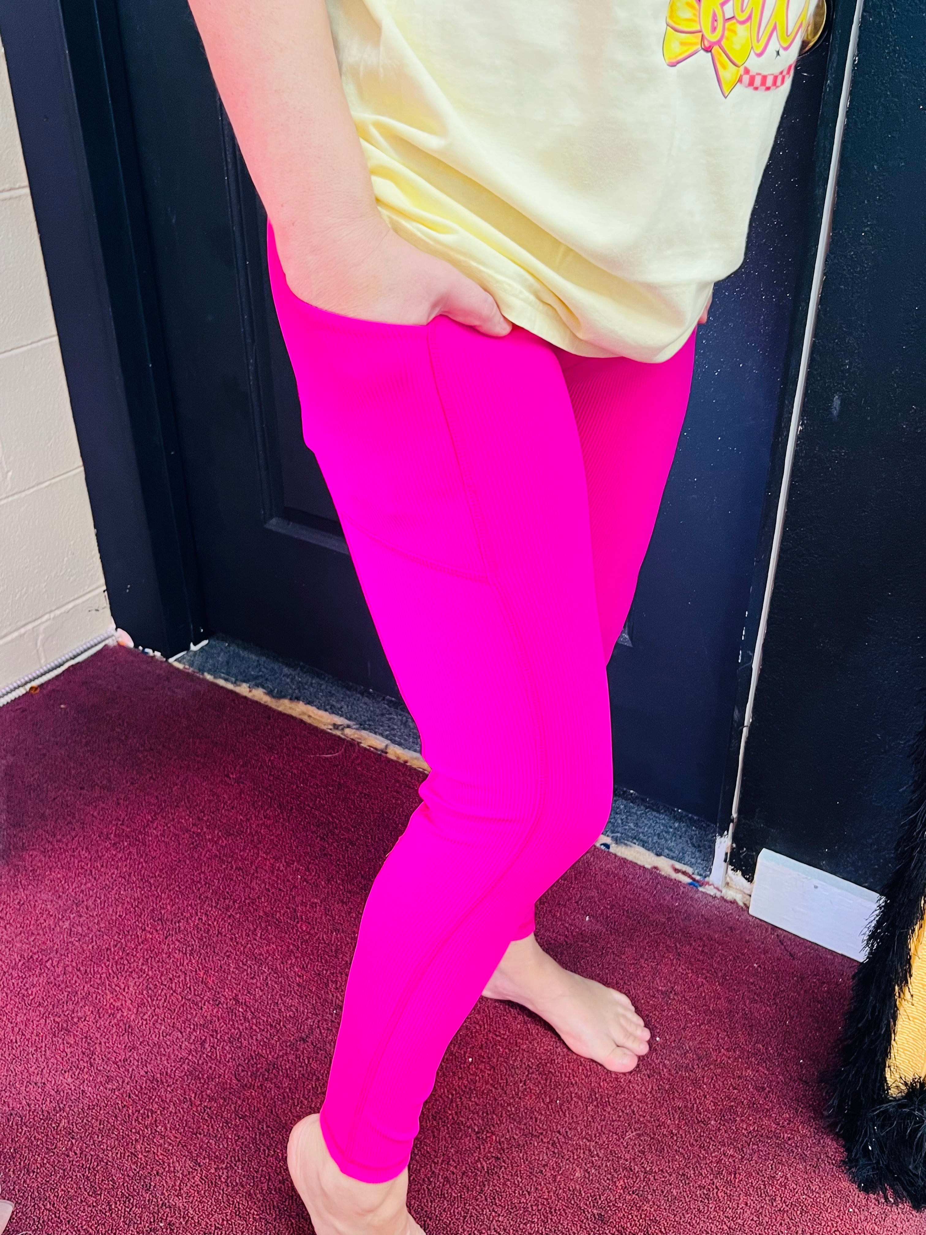 Neon Ribbed Yoga Pants