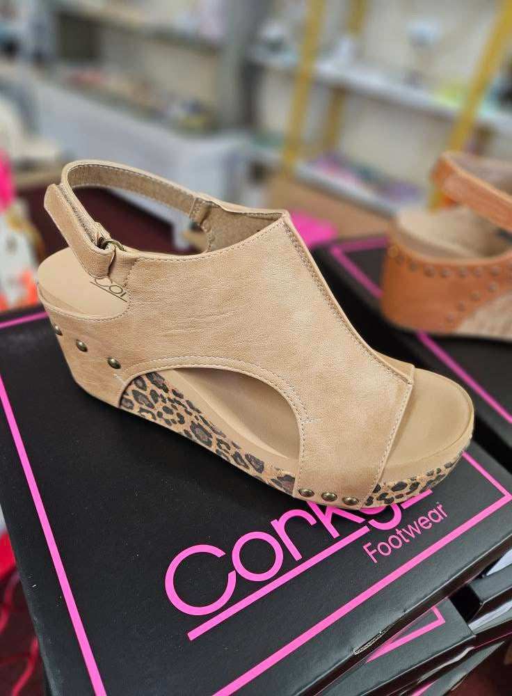 Leopard Taupe Carley Wedge