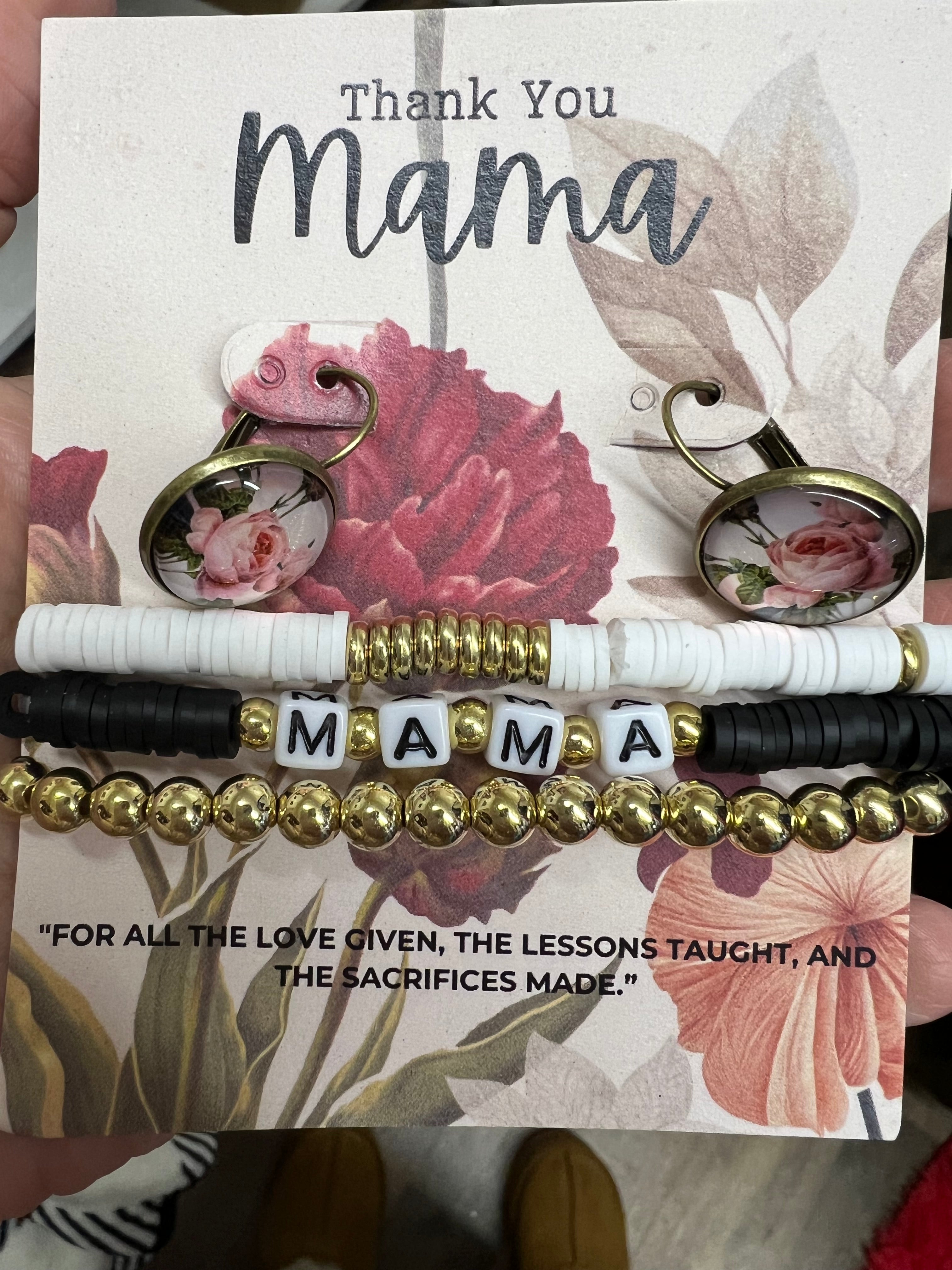 MAMA Studs and Bracelet Set