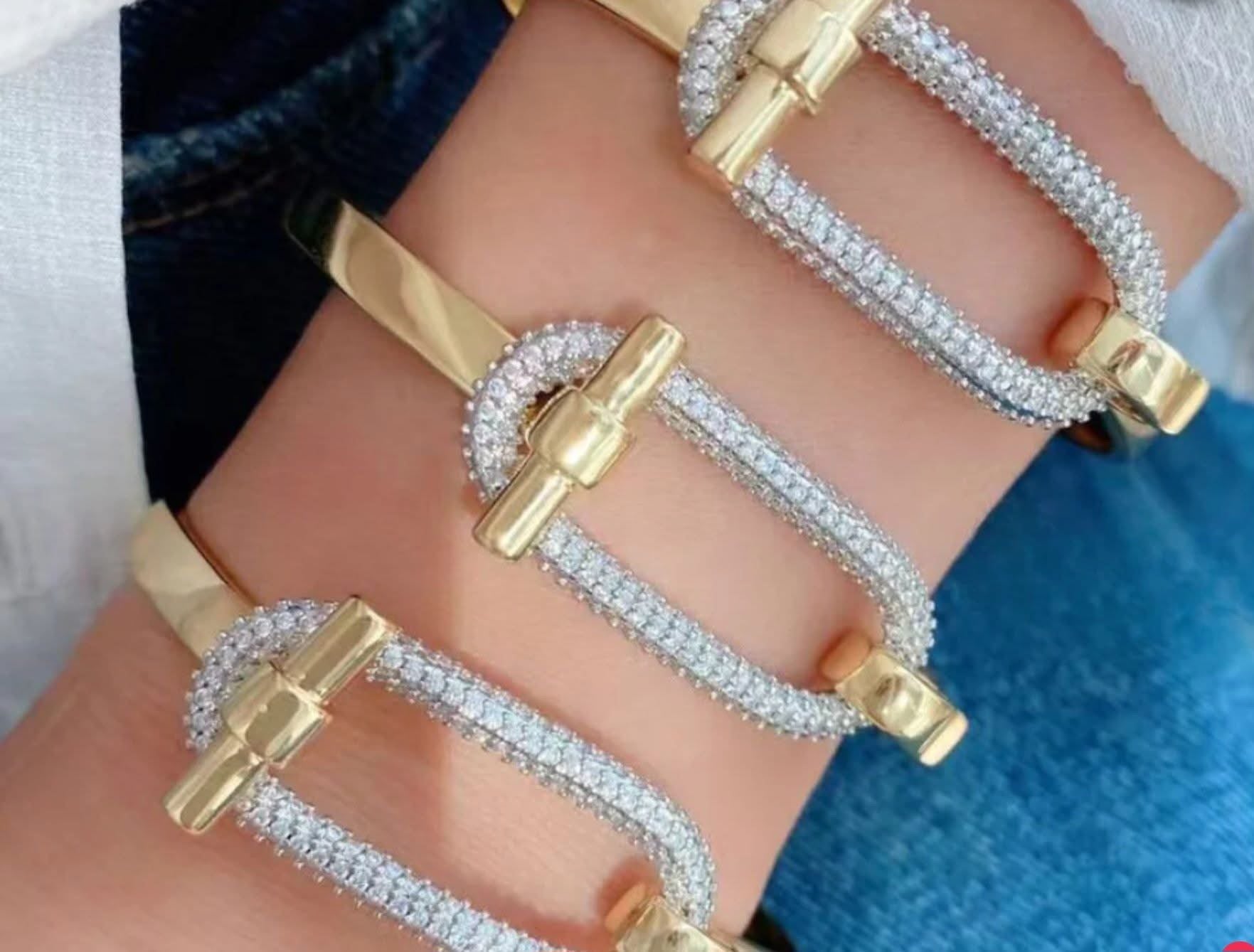 Golden Link Pave Bracelet