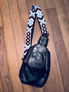 Black Leopard Bum Bag with Strap