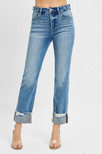 Risen HR Tummy Control Crop Cuffed Jeans