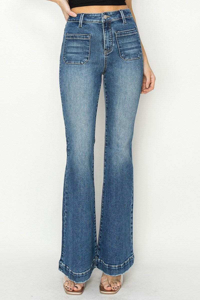 Risen HR Patched Pocket Flare Jeans