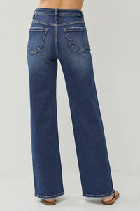Risen HR Distressed Wide Leg Jeans