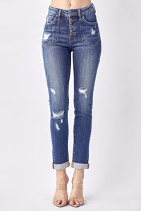 Plus Risen Buttonfly Skinny Jeans