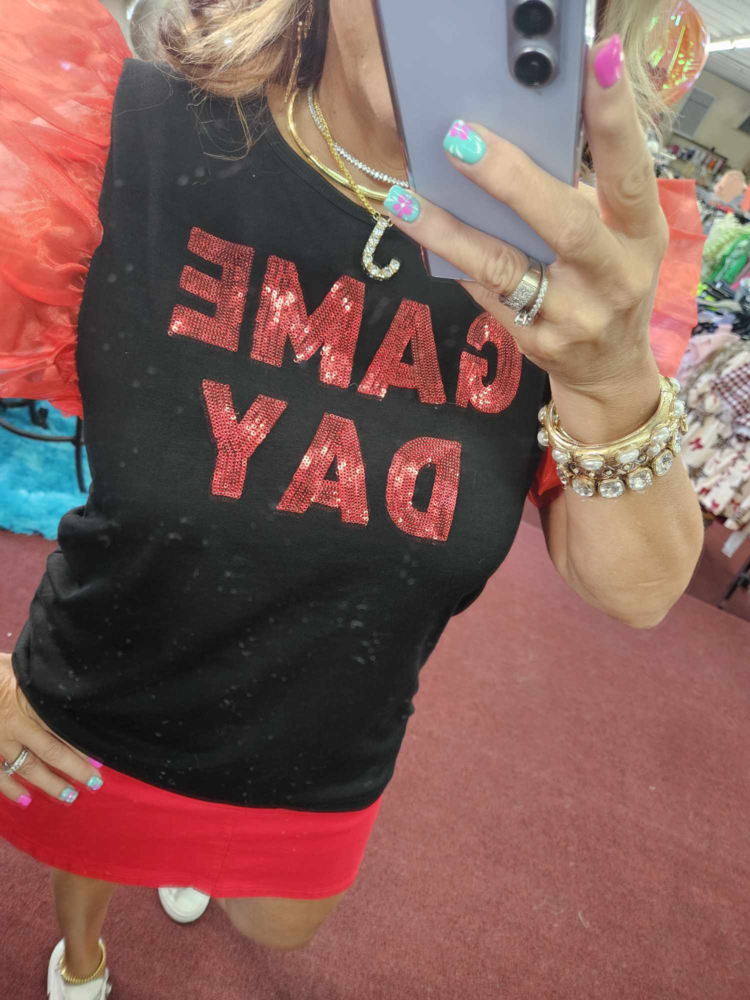 It's Game Day Sequin Patch Top