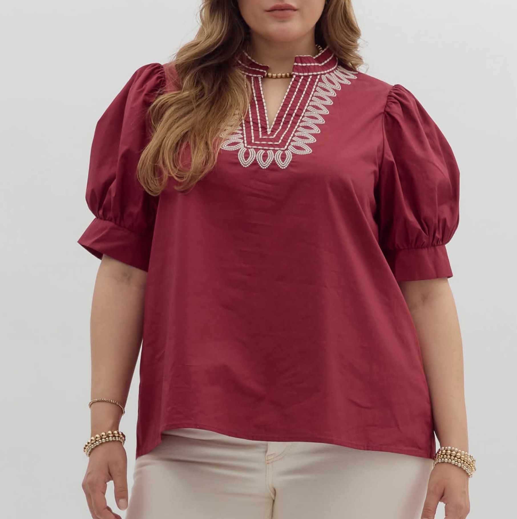 Plus Burgundy Brandie Top