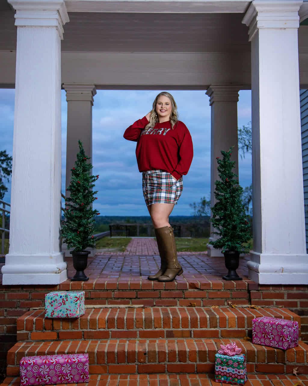 White Christmas Plaid Skort