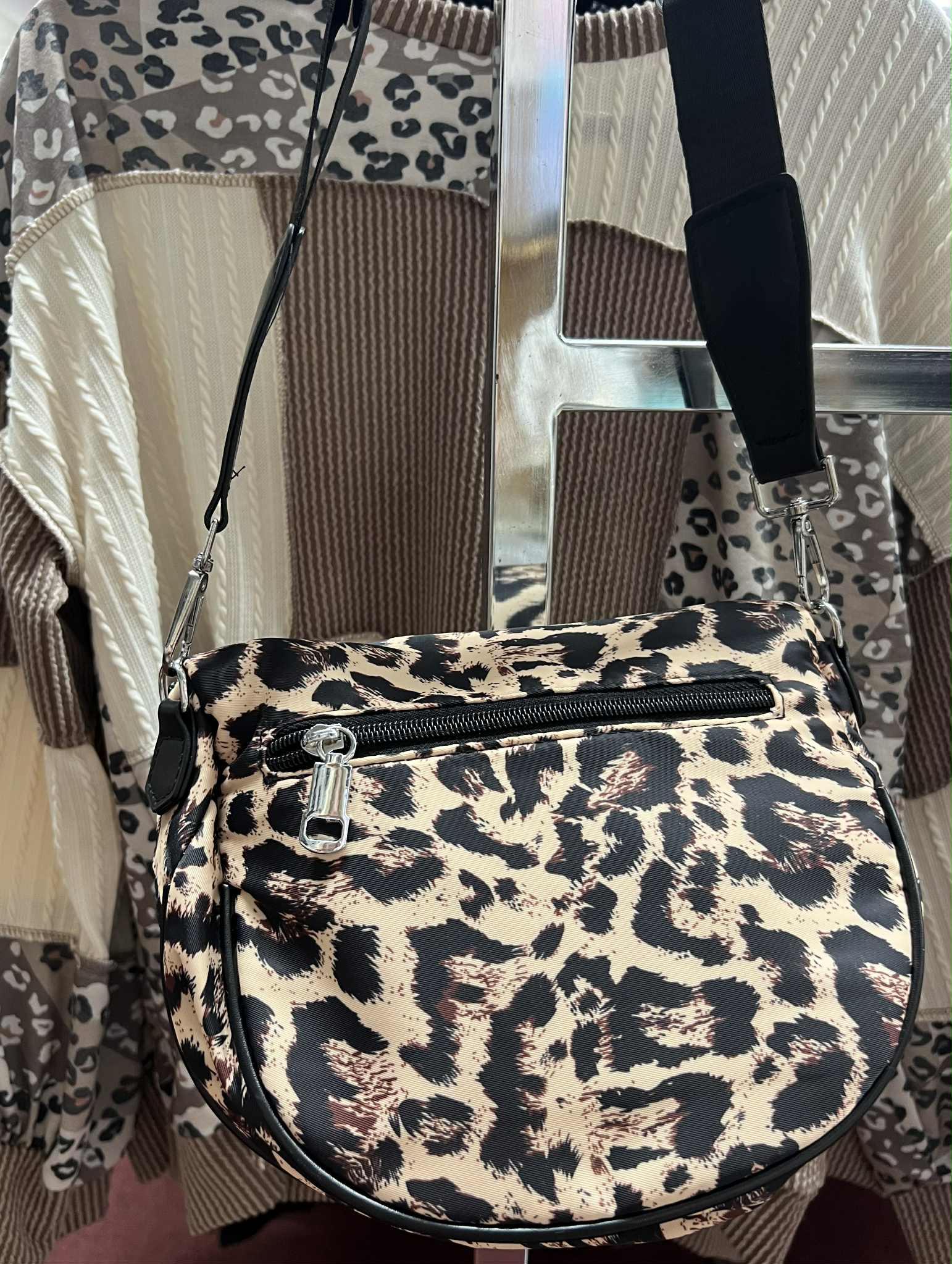 Leopard Double Zip Sling Bum Bag