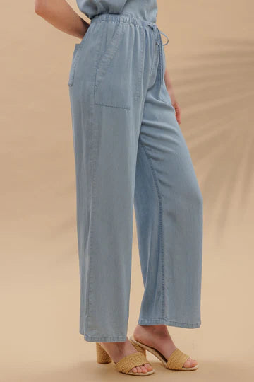 Chambray Drawstring Pants