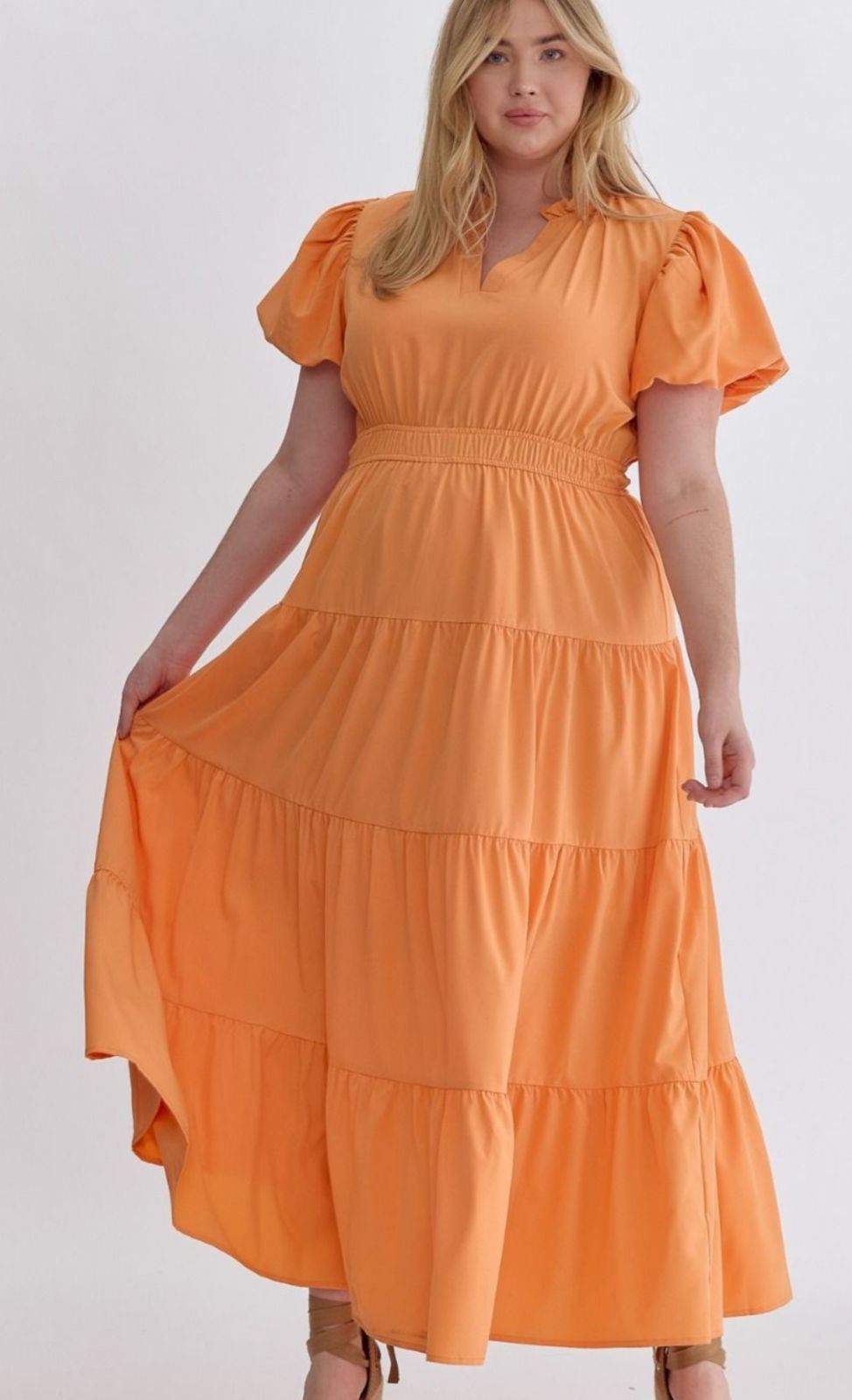 Plus Apricot Maxi Dress