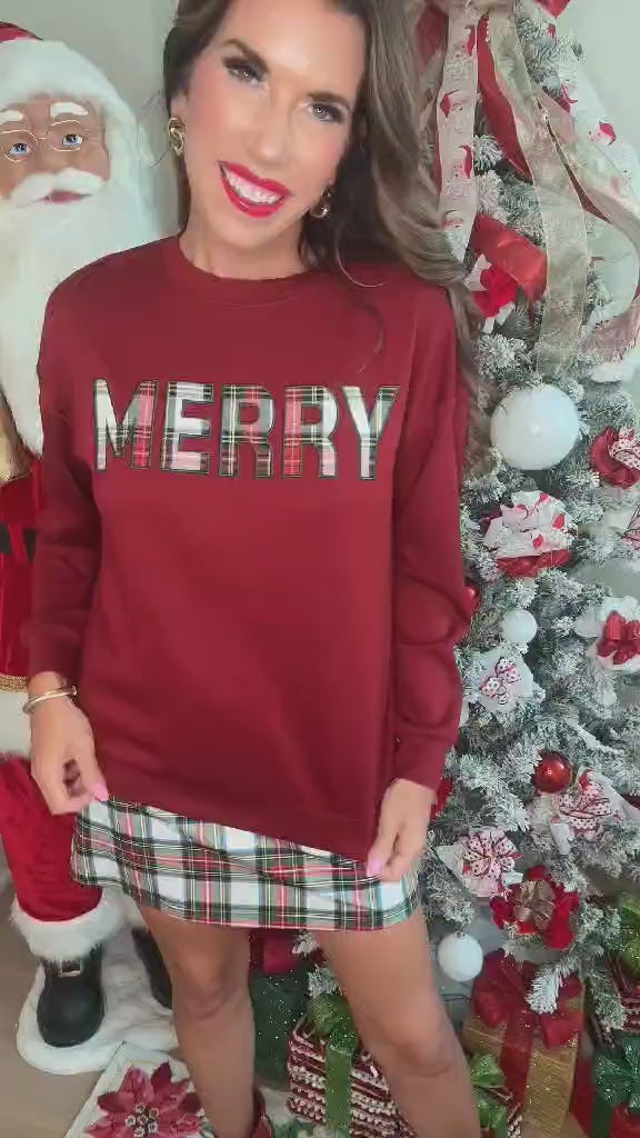 Merry Plaid Patch Top
