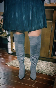 Grey Knee High Boots