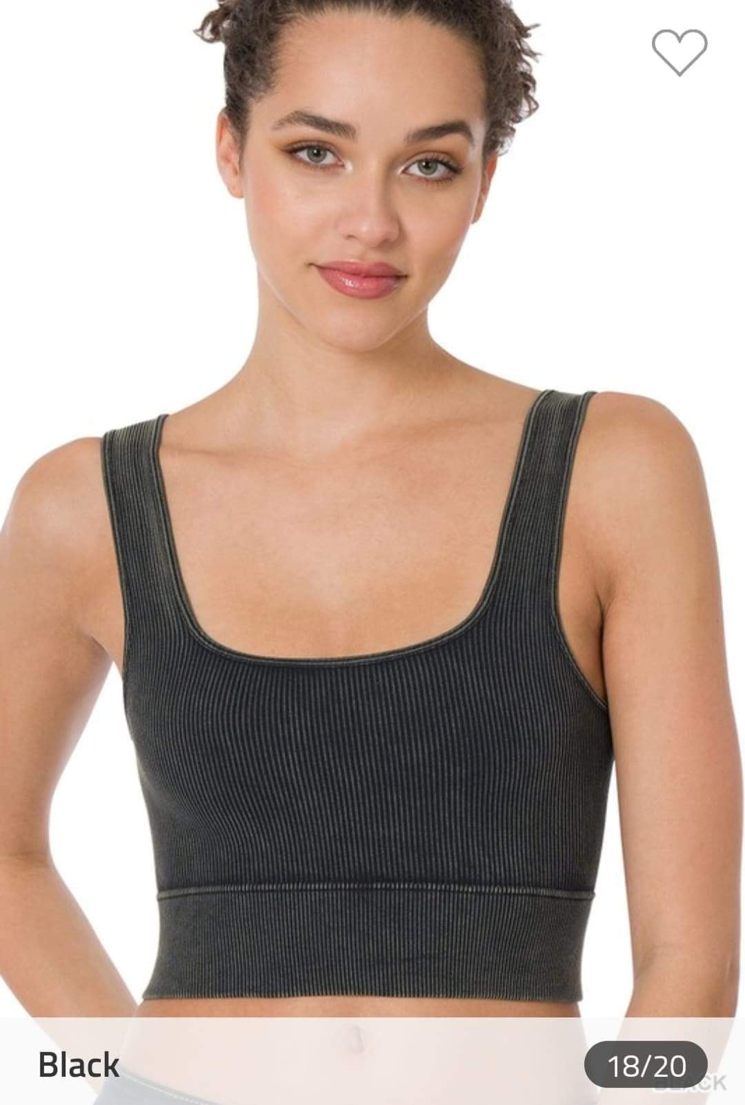 Washed Ribbed Square Neck Cropped Top