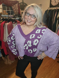 POL Grape Cheetah Sweater