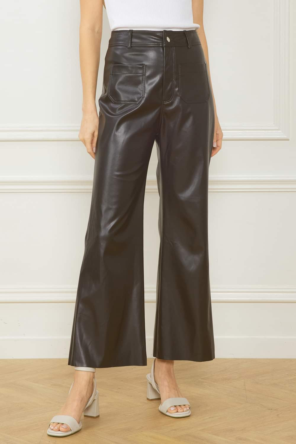 Collette Straight Fit Faux Leather Pants