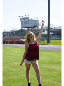 Burgundy Suede Fringe Cami