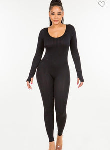 Ribbed Seamless Long Sleeve Jumpsuit