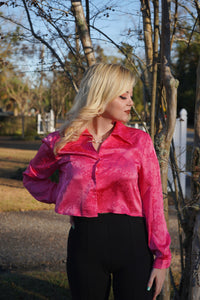 Satin Front Button Top