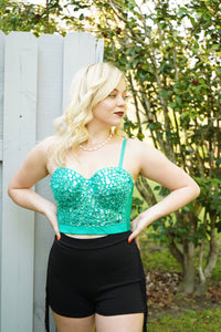 Kelly Green Embroidered Corset